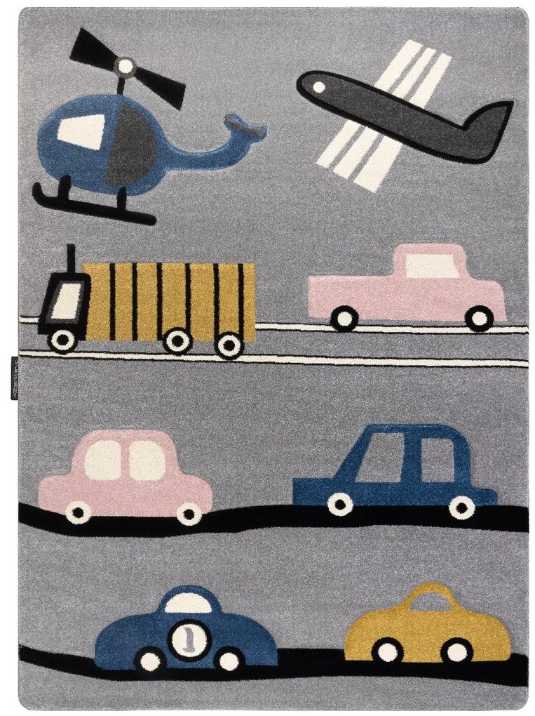 Detský kusový koberec Petit Toys cars grey, 120x170, šedá, detská izba, Dywany Łuszczów