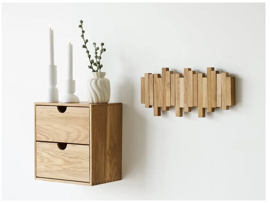 Nástenný vešiak z dubového dreva v prírodnej farbe 3 cm Caltra – House Nordic