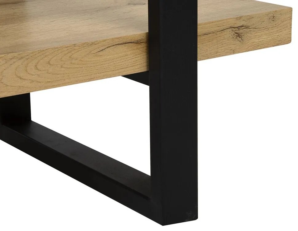 Regál s 3 policami svetlé drevo/čierna TIMBER Beliani