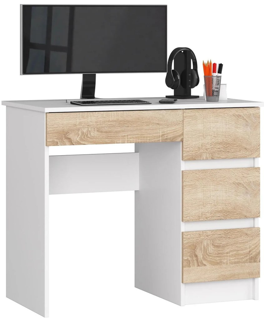 PC stolík Benicio II (biela + dub sonoma) (P). Akcia -14%. Vlastná spoľahlivá doprava až k Vám domov. 1128537