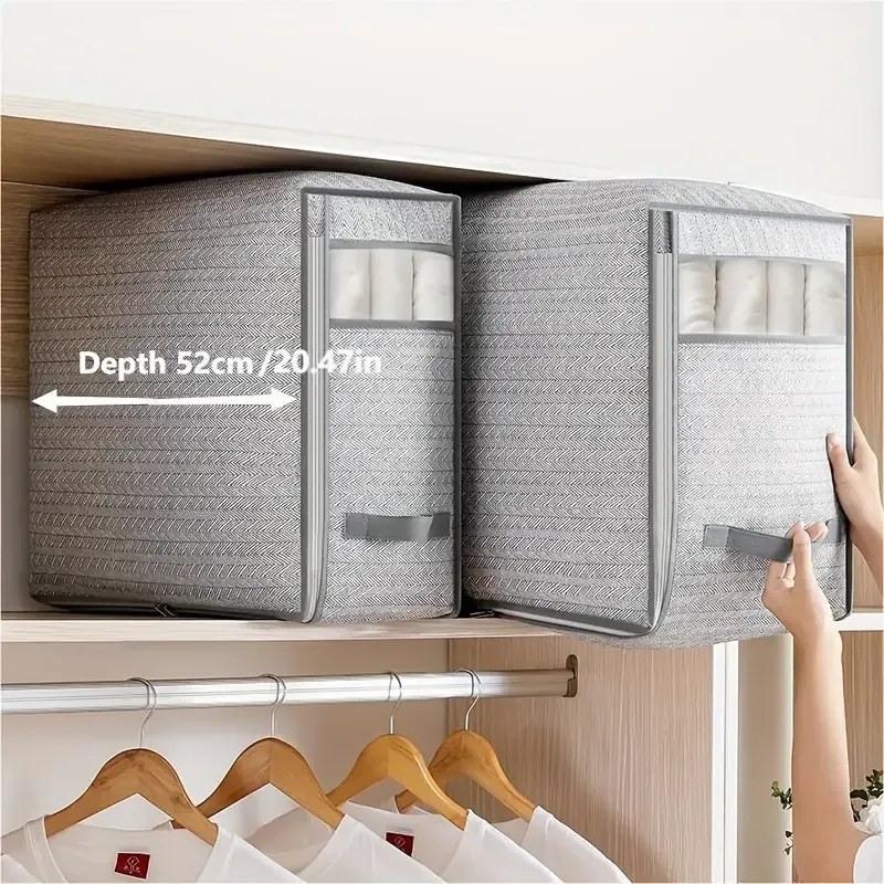 eCarla Textilný box na uskladnenie posteľnej bielizne a oblečenia, sivý COCK 52 x 44 x 30 cm