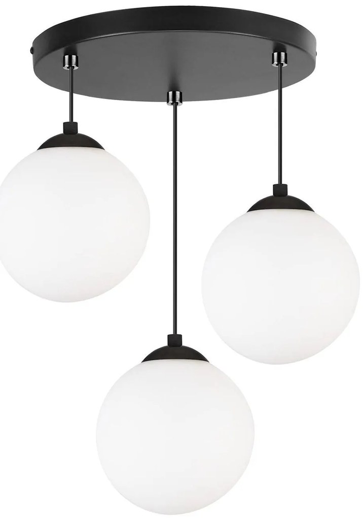 Závesné svietidlo Florence, 3x biele sklenené tienidlo, (výber z 3 farieb uchytenia), o