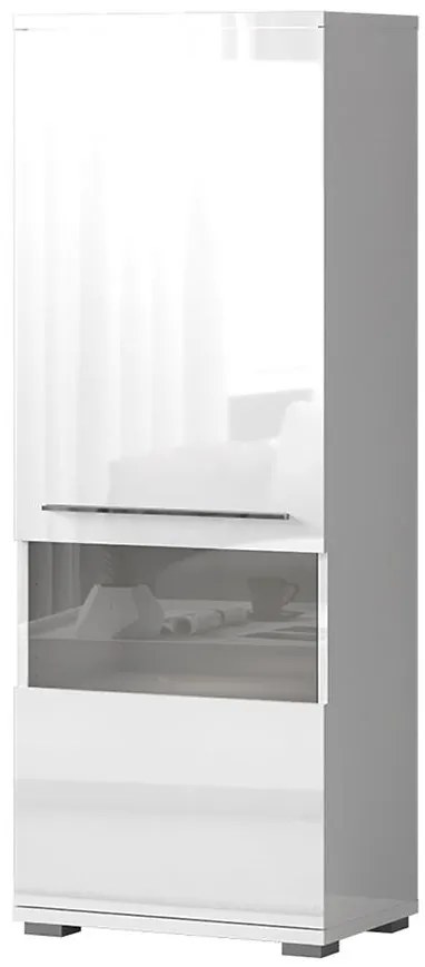 Vitrína Piano V60XV-1KS/PN-70/KA/70 lakované crystal white