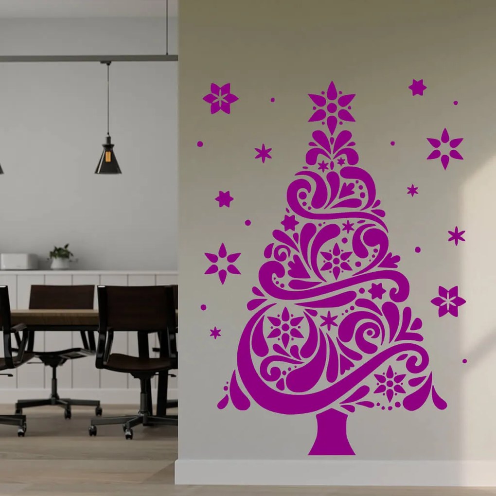 Veselá Stena Samolepka Vianočný strom Farba: růžová, Veľkosť: 60 x 43 cm