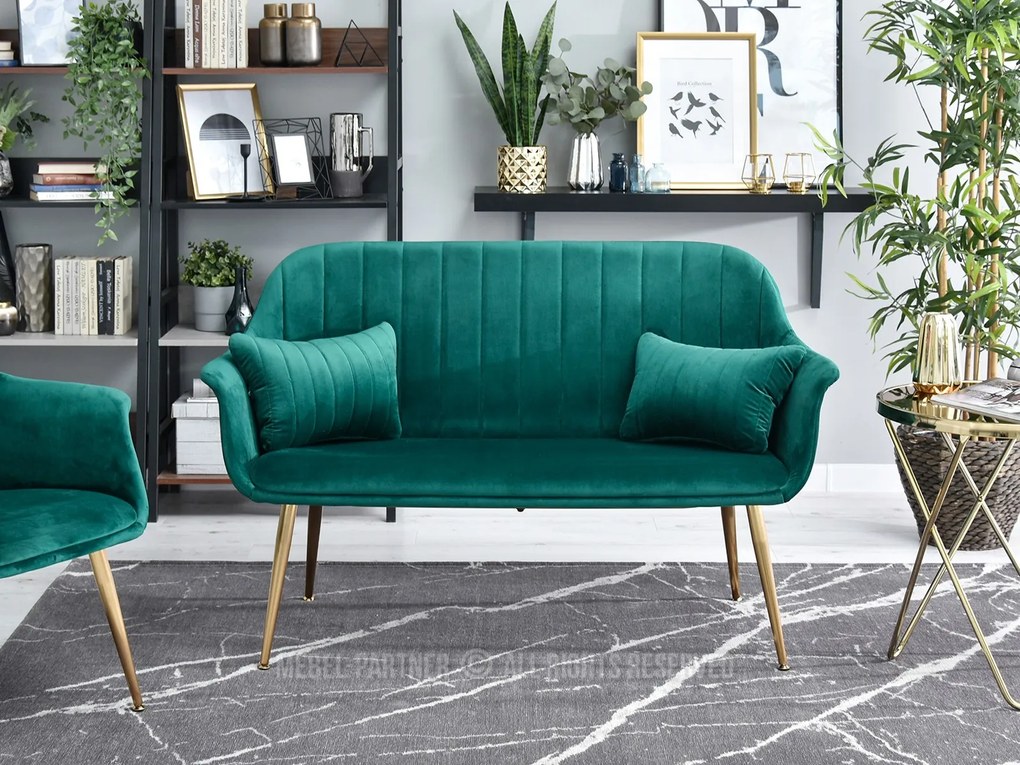 Pohovka Osmol S (zelená + zlatá). Akcia -15%. Vlastná spoľahlivá doprava až k Vám domov. 1111423