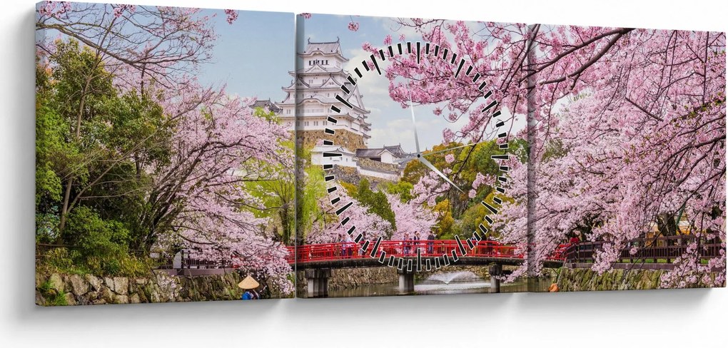 Obraz japonskej čerešne (s hodinami) (90x30 cm)
