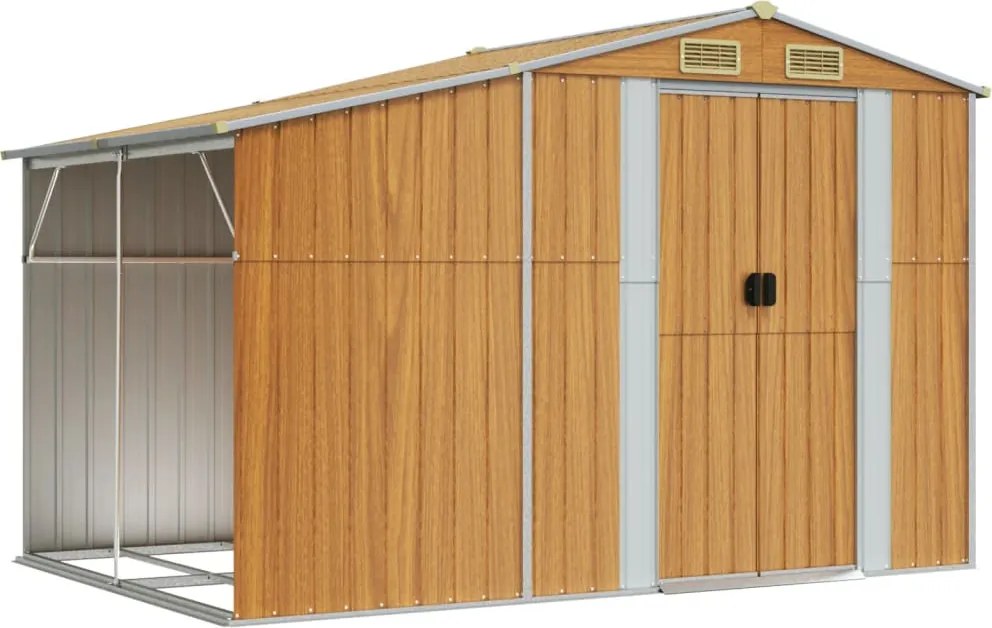 vidaXL Záhradná kôlňa svetlohnedé 277x192,5x179 cm pozinkovaná oceľ