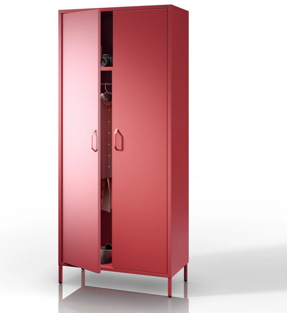 Šatníková skriňa FLAVIO, 800 x 1850 x 450 mm, Modern: červený farba