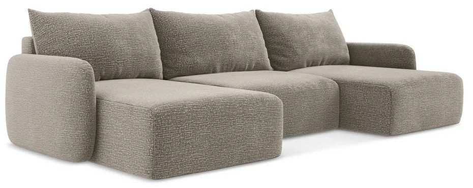 Béžová rozkladacia/s úložným priestorom rohová pohovka Kalena – Makamii