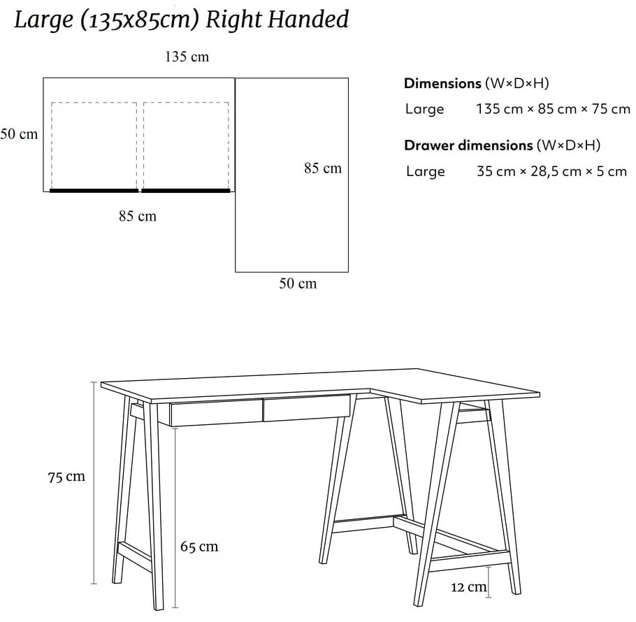 Pracovný stôl 85x135 cm Luka - Ragaba