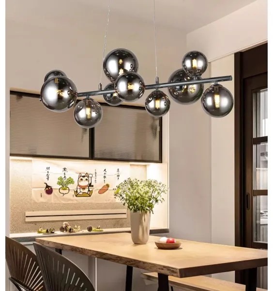 Wofi 6014.10.24.9000 - LED Luster na lanku VILLA 10xG9/3W/230V čierna/chróm