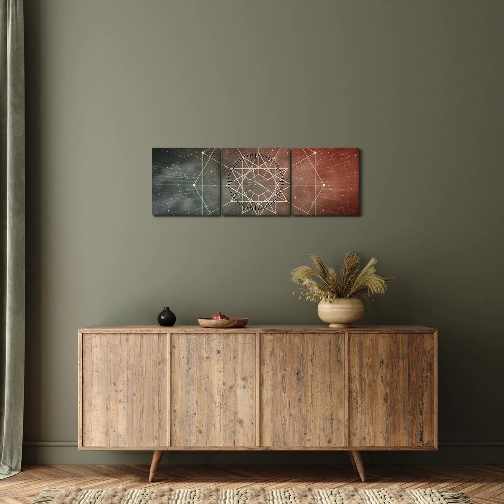 Obraz - Vesmírny dodecagram (s hodinami) (90x30 cm)