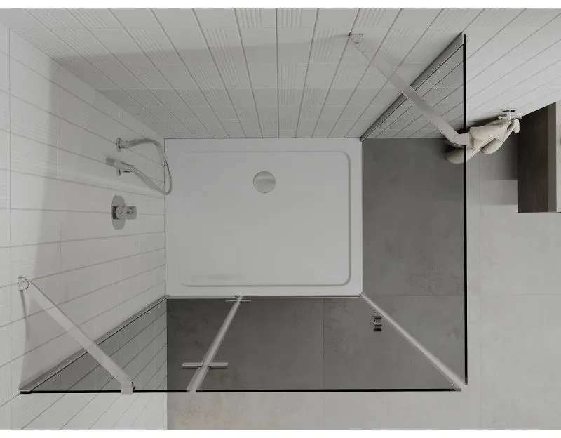 Mexen Roma, sprchový kút s krídlovými dverami 80 (dvere) x 120 (stena) cm, 6mm šedé sklo, chrómový profil + slim sprchová vanička biela + chrómový sifón, 854-080-120-01-40-4010
