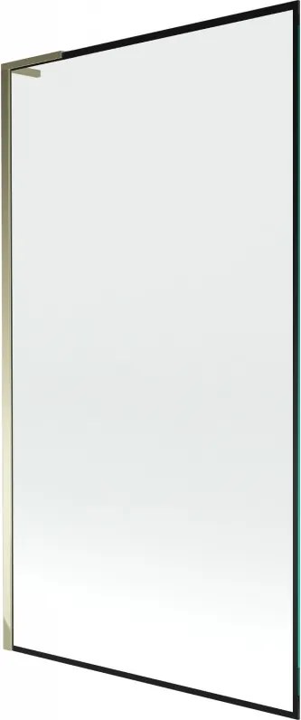 Mexen Next L, 1-krídlová vaňová zástena 100 x 150 cm, 6mm číre sklo-čierny vzor, zlatý lesklý profil, 895-100-000-03-70-50