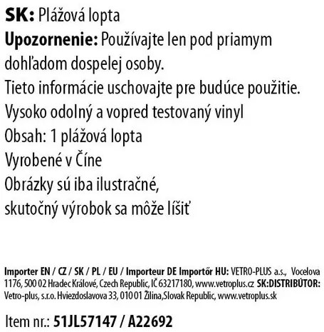 Vetro-Plus Plážová lopta zlatá, pr. 50 cm