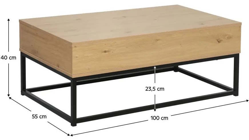 Konferenčný stolík Lendemain (dub + čierna) (s úl. priestorom). Vlastná spoľahlivá doprava až k Vám domov. 1116406