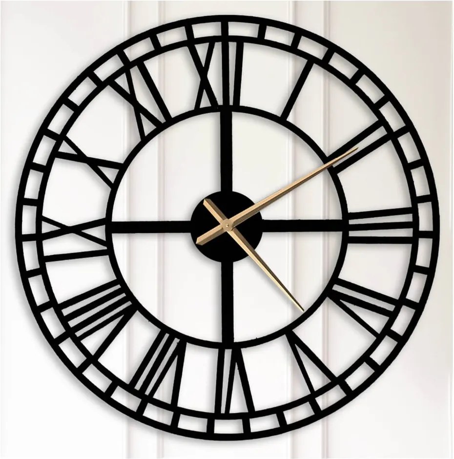 Čierne kovové nástenné hodiny Bertha
