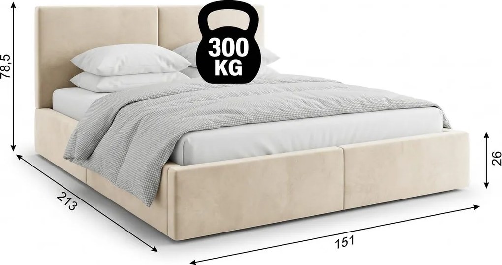 Čalúnená posteľ s úložným priestorom HILTON 140x200 - kašmírová