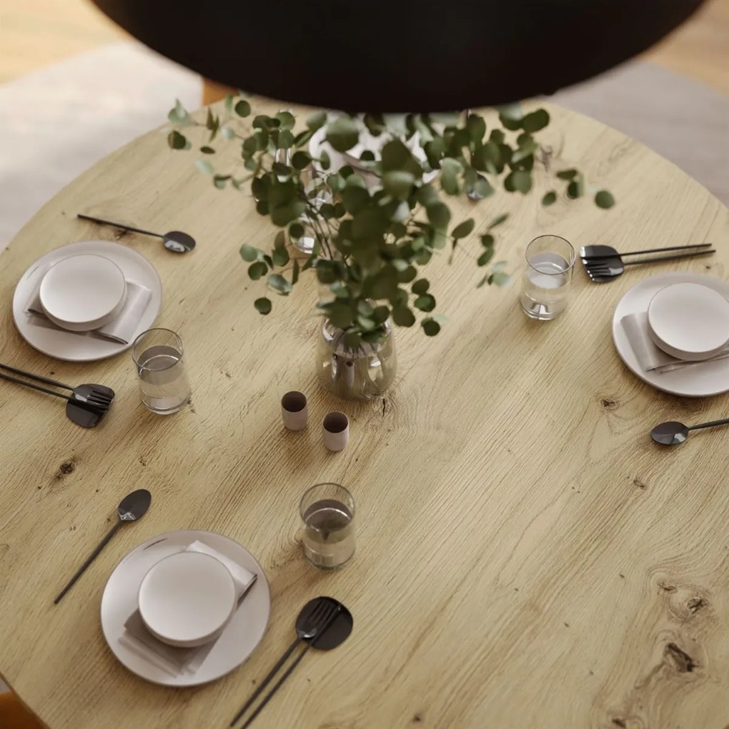 OKRÚHLY ROZKLADACÍ JEDÁLENSKÝ STÔL EWALD DUB ARTISAN + BIELY 100/140 cm