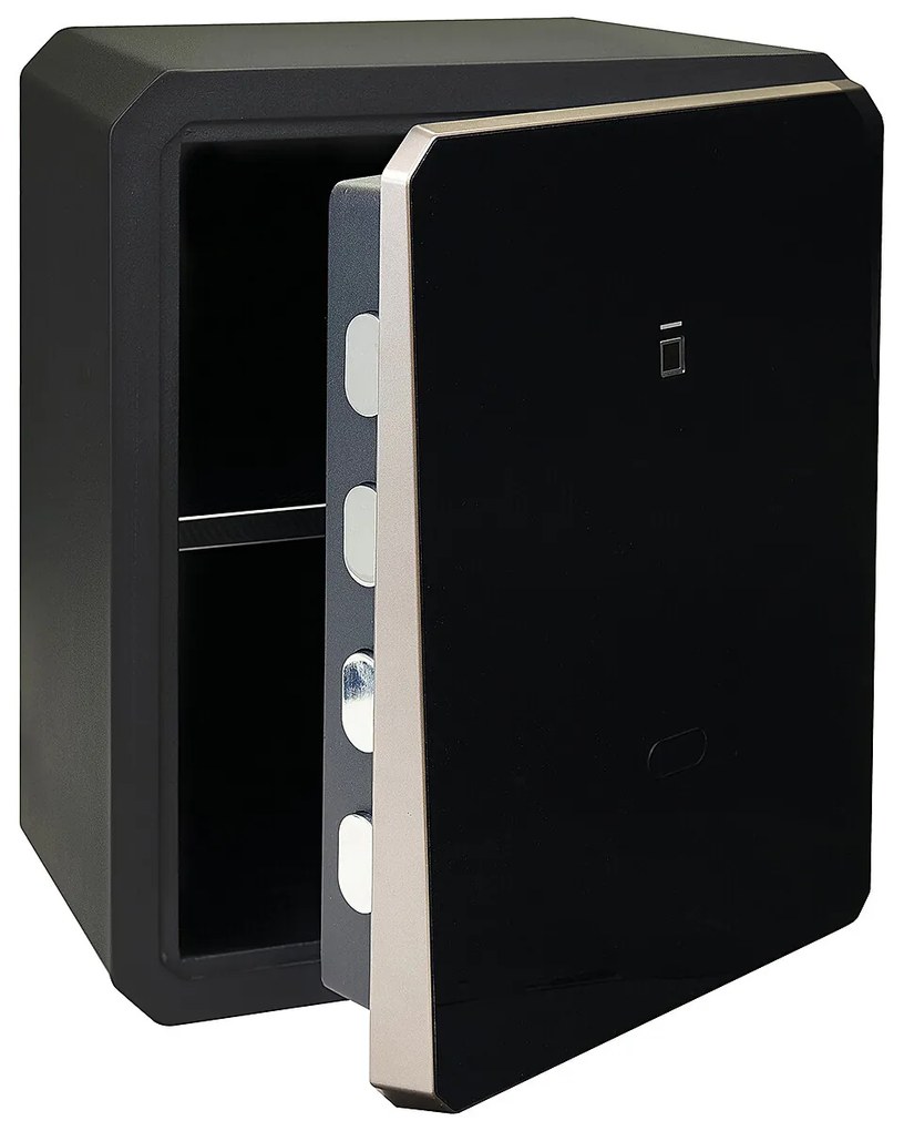 Oceľový sejf s elektronickým zámkom na číselný kód a odtlačok prsta RICHTER RS.45.LUX.FIN, RICHTER černá