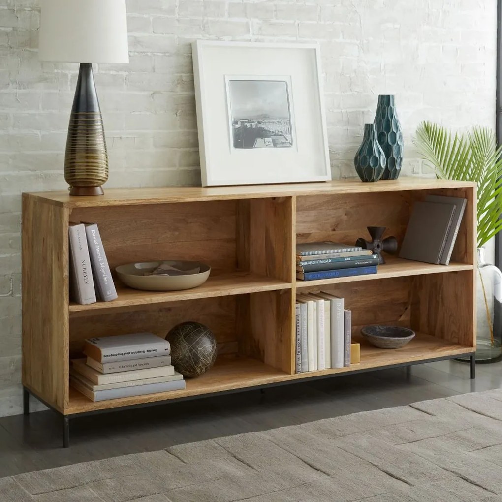 furniture-nabytek.cz - Úzka knižnica 130x90x35 z dreva mango