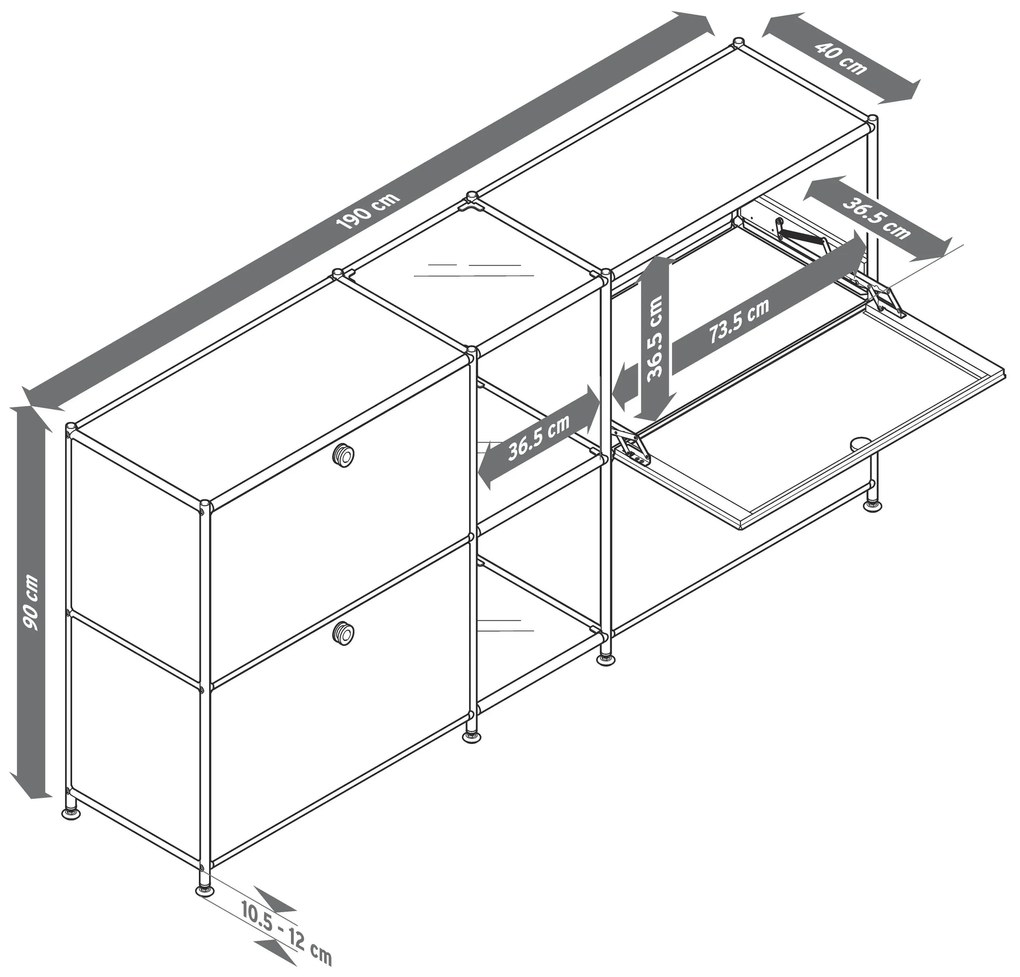 Kovová odkladacia skrinka »CN3« so 4 výklopnými priehradkami, čierna