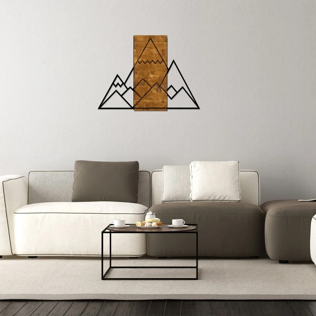 Nástenná drevená dekorácia HORSKÁ hnedá/čierna