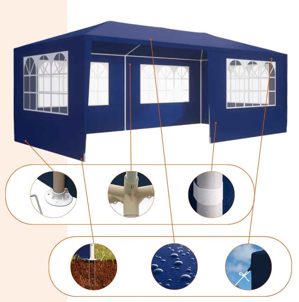 Jurhan Párty stan NEAPOL, 3x6m, modrá