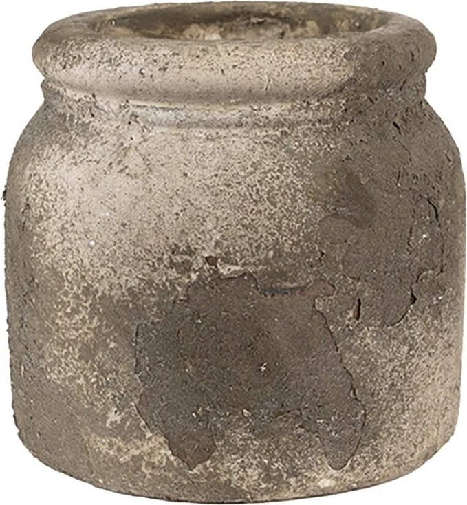 Dekoratívny béžovo-sivý antik terakotový kvetináč Teracci - Ø 17*16 cm