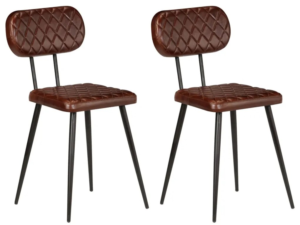 vidaXL Jedálenské stoličky 2 ks, hnedé, pravá koža