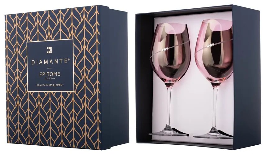 Diamante pohár na červené víno Silhouette City Pink s kryštálmi Swarovski 470 ml 2KS