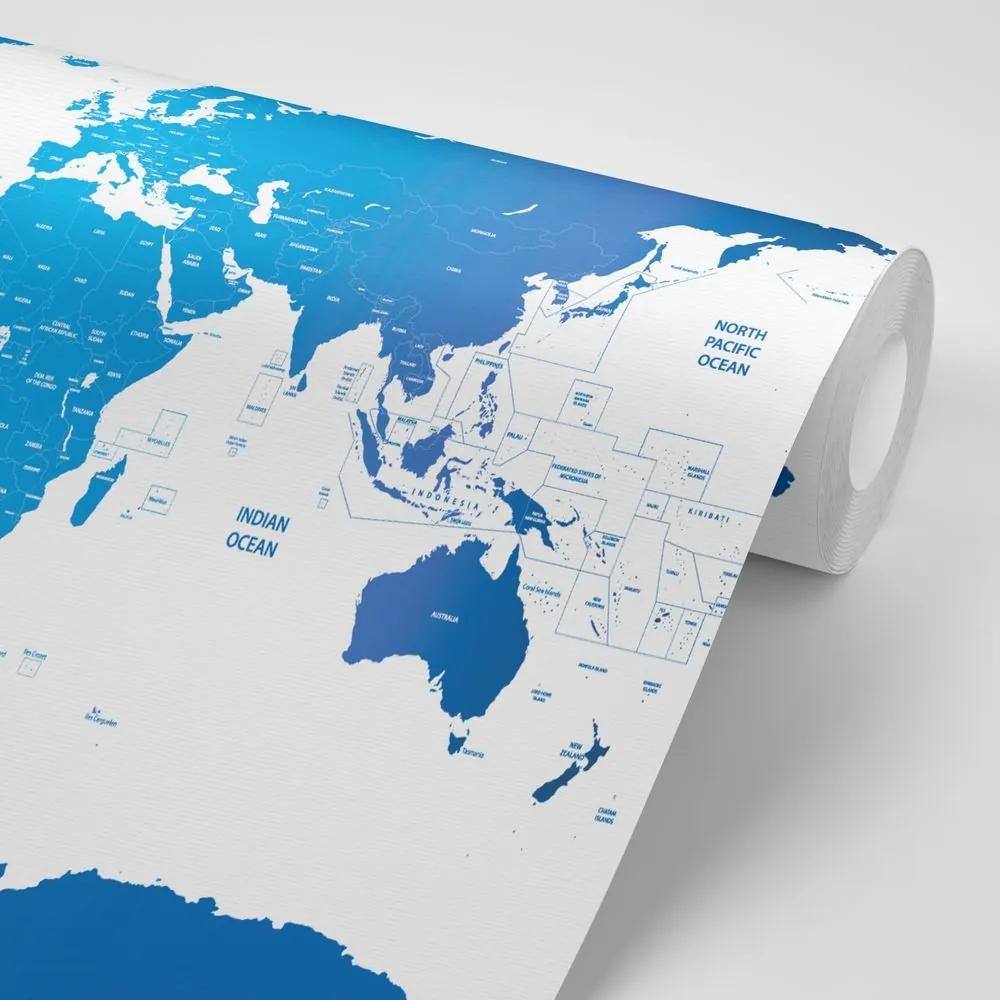 Samolepiaca tapeta mapa sveta s jednotlivými štátmi - 375x250