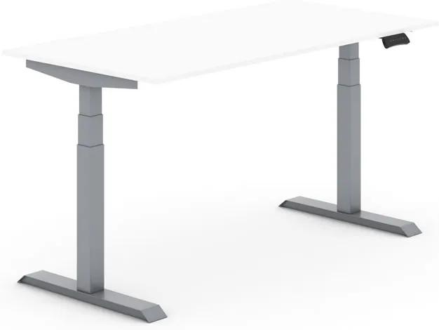 Výškovo nastaviteľný stôl, elektrický, 1600 x 800 mm, biela