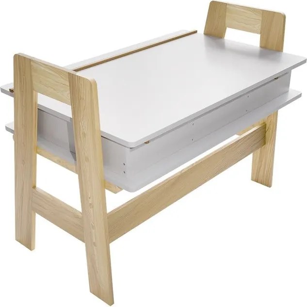 Detský rastúci stôl s úložným priestorom, biely