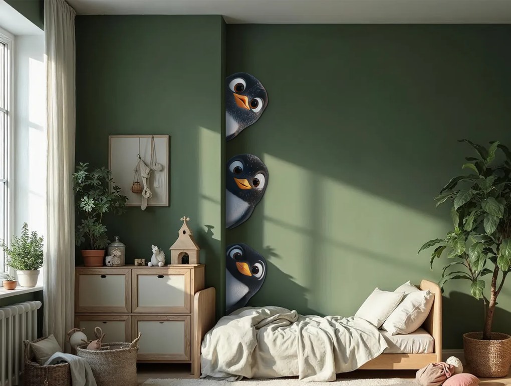 drevko | Dekorácia na stenu Zvedavé tučniaky 130 x 255 cm