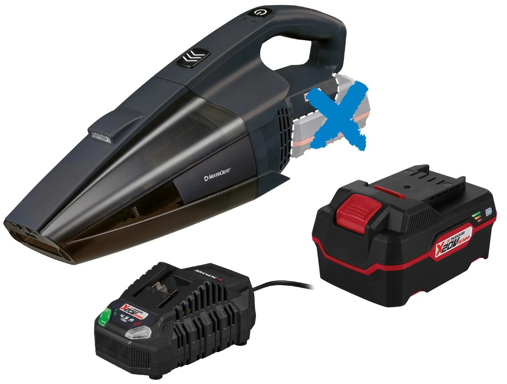 Silvercrest® Aku ručný vysávač 20 V Shsa 20-Li B1 + Akumulátor 20 V/4 Ah + Nabíjačka 20 V/4,5 A (800011227)