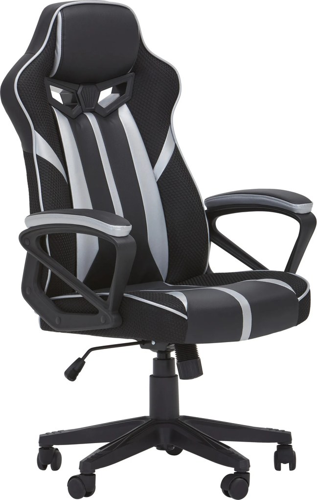 XXXLutz HERNÁ STOLIČKA, vzhľad kože, sieťovina, čierna, strieborná MID.YOU - Online Only kancelárie - 001884003201