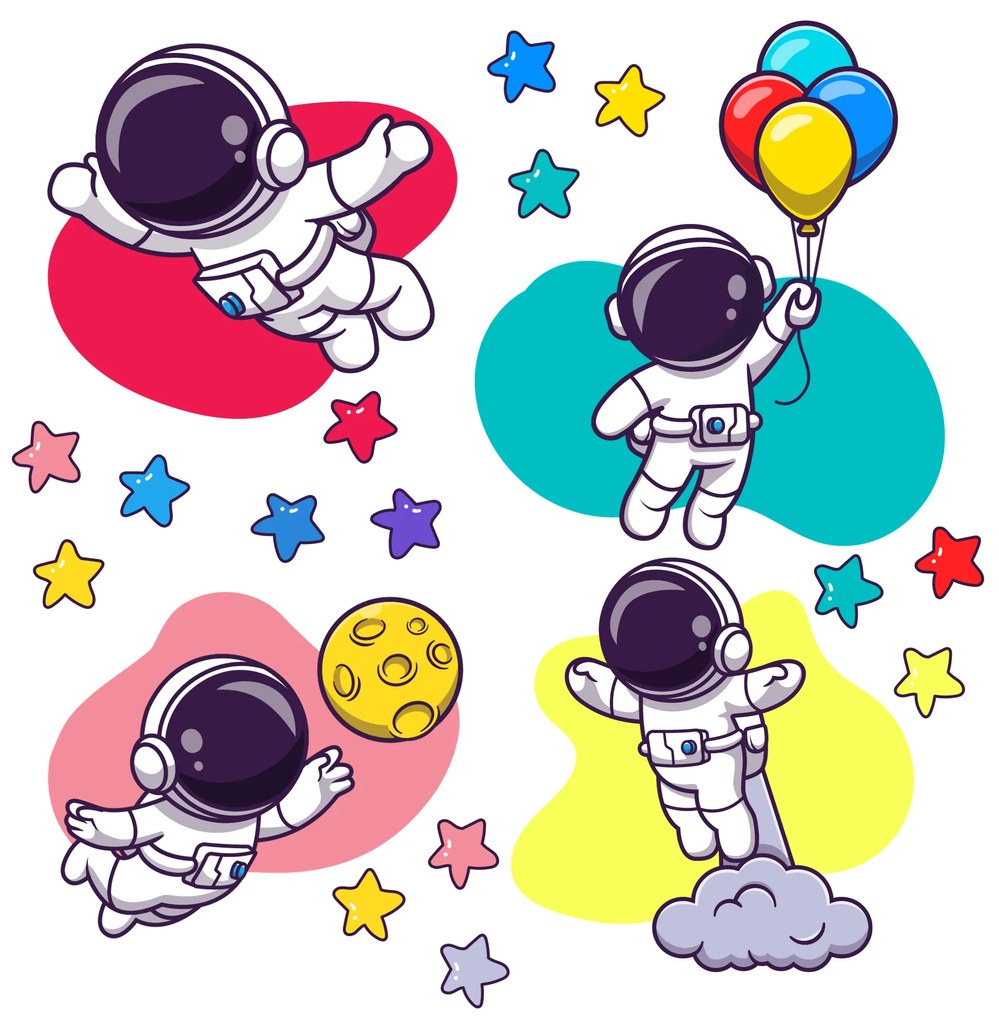 PIPPER. Textilná nálepka na stenu "Farební astronauti"