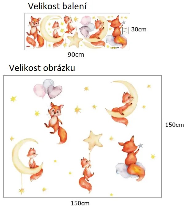 Veselá Stena Samolepka Roztomilé líštičky
