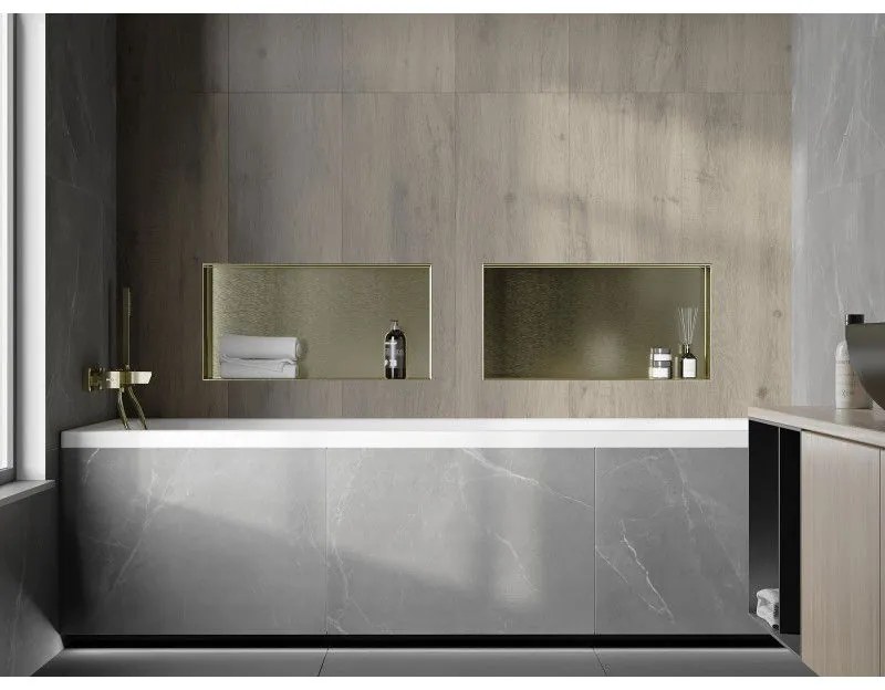 Mexen X-Wall-NR, polička na zapustenie pod obklad bez goliera 60 x 30 cm, zlatá lesklá, 1951603010