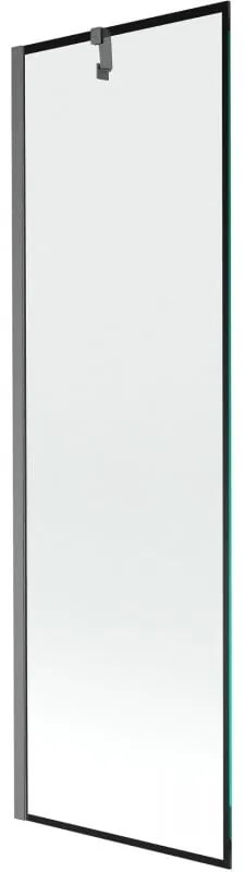 Mexen Next, 1-krídlová vaňová zástena 60 x 150 cm, 6mm číre sklo - čierny vzor, brúsená grafitová, 895-060-000-00-70-66