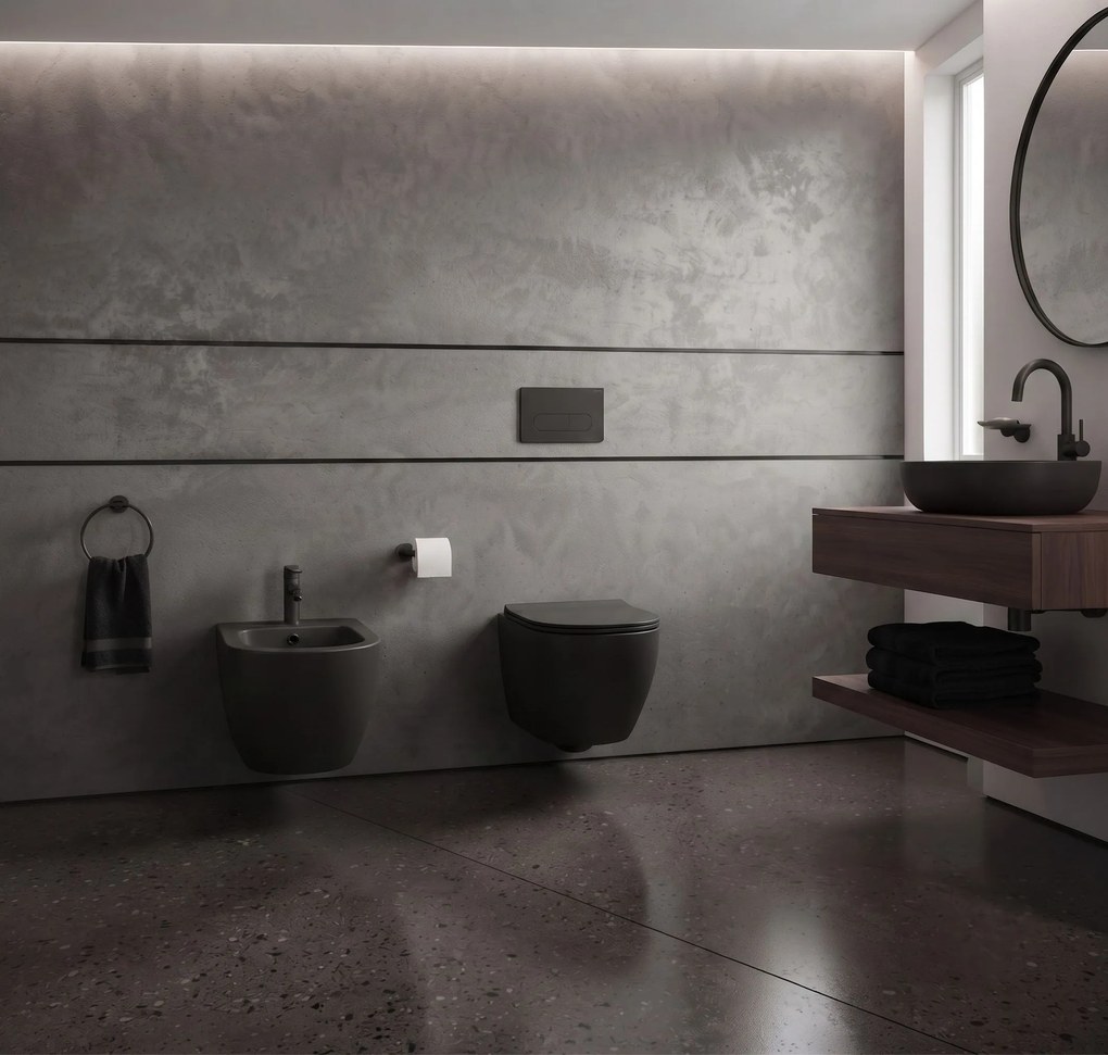 Erga Lily, závesný bidet 490x360x320 mm, čierna matná, ERG-V03-LILY-BD-BK