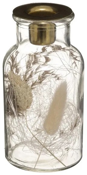 Sklenený svietnik so sušenými kvetmi BLOOMY, výška 13 cm