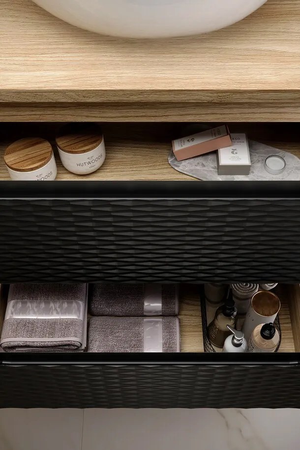 Závesná skrinka pod umývadlo Ocean 70 cm dub olejovaný/čierna