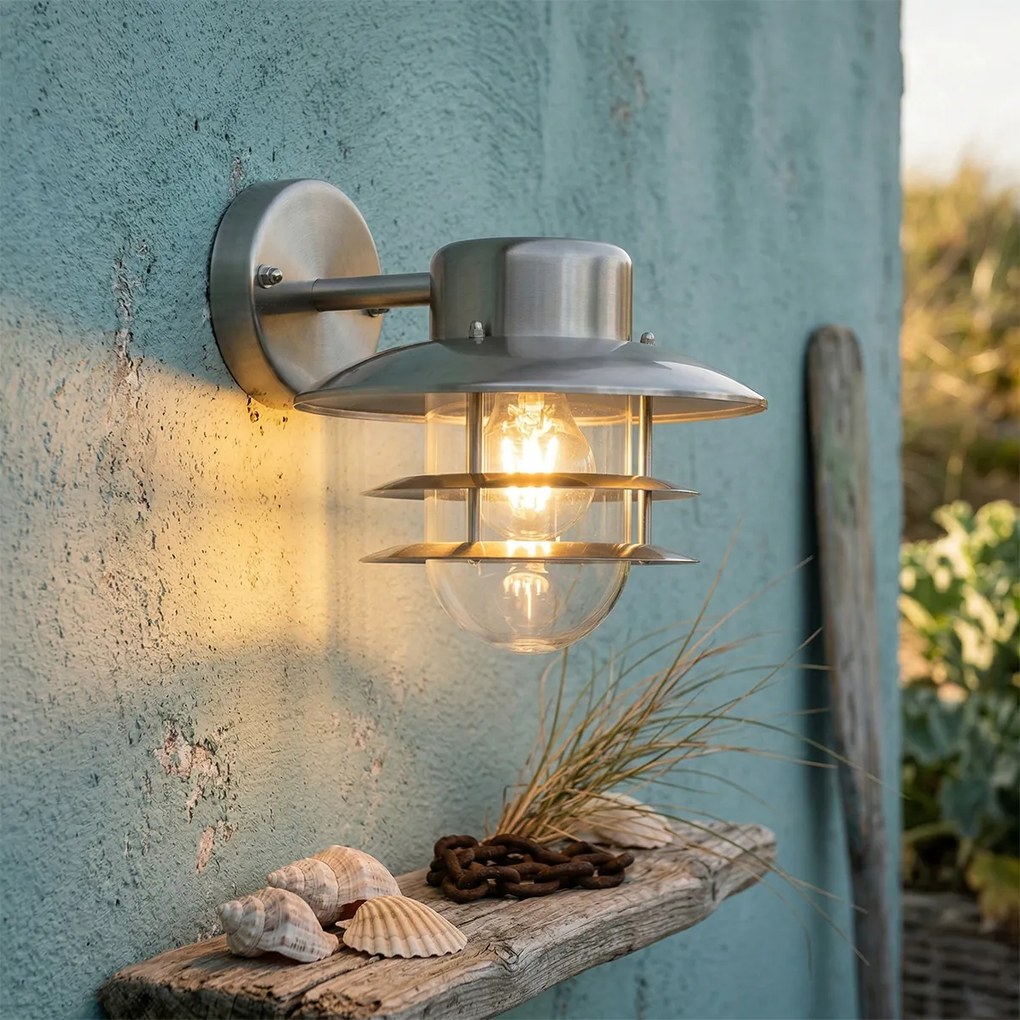 Priemyselná nástenná lampa oceľ IP44 - Shell