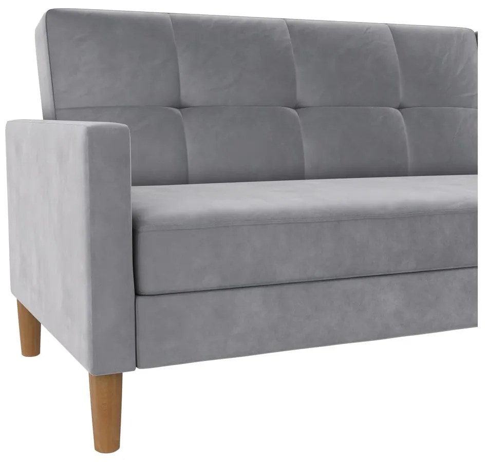 Svetlosivá zamatová rohová pohovka Lilly – Støraa