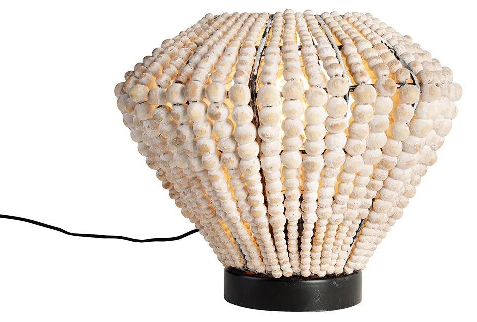 Orientálna stolová lampa béžová s korálkami - Moti
