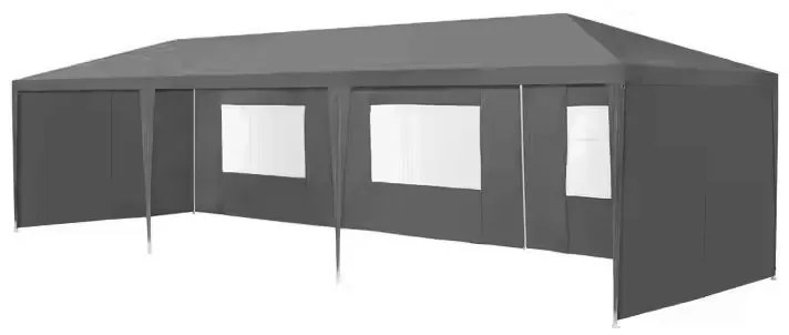 Záhradný pavilón 9x3x2,7 m - sivý - 8 stien