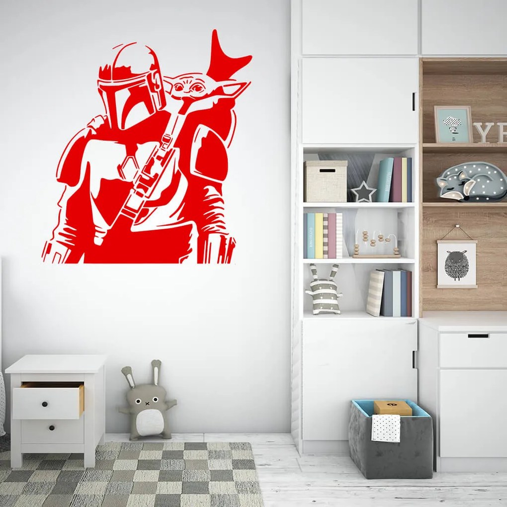 Veselá Stena Samolepka Mandalorian a Grogu Farba: žlutá, Veľkosť: 40 x 44 cm