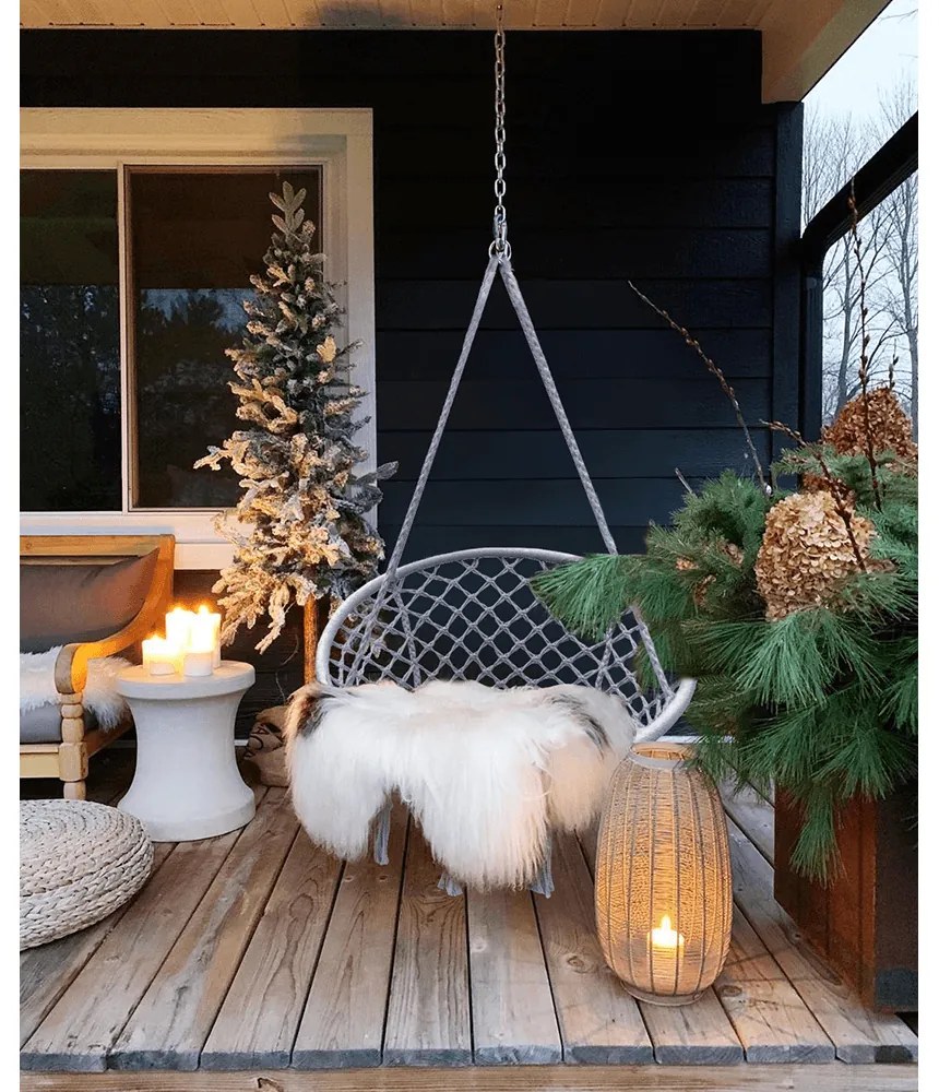 Sivé závesné kreslo KOLUMBIA so stojanom